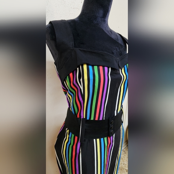 Switchblade Stiletto Pin-up colorful striped dress.  XL. - Picture 2 of 5